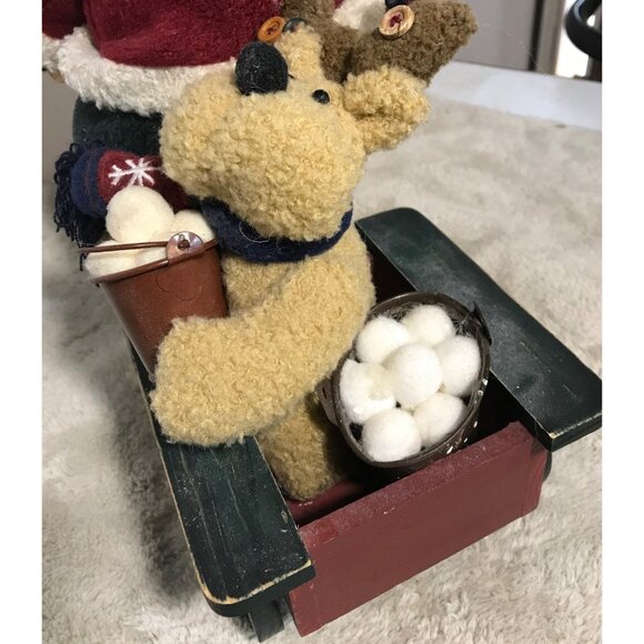 Santa Claus Riding a Bike & Reindeer Plush Toy Wagon 13" Tall 11" Wide - Picture 8 of 10